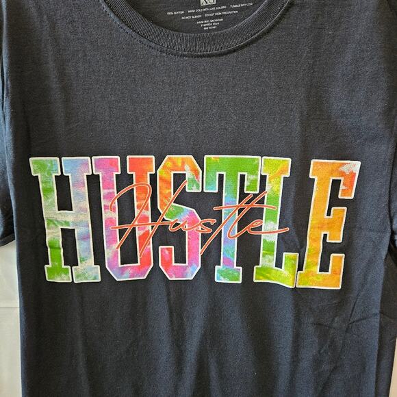 Fashion Nova Hustle Colorful Tie Dye Short Sleeve Black Tee Size XS - Picture 2 of 6